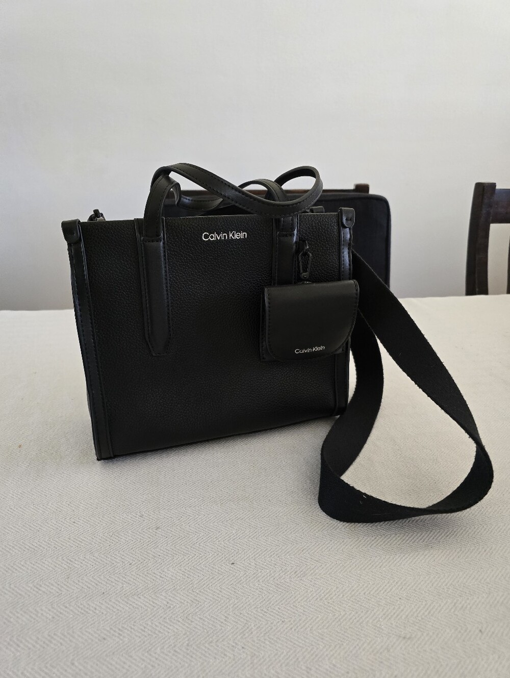 Calvin Klein Alvin Medium Black Satchel Tote, NWOT Condition